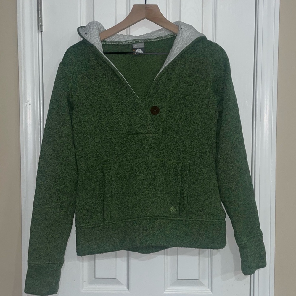 Nike ACG Sweater Women Size Medium Green Hoodie V Neck Knit Warm Casual Outdoor